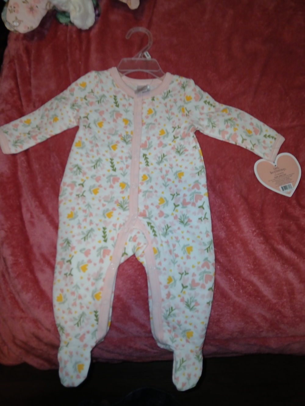 Little Beginnings NWT Pink Floral Footed One-Piece Baby Sleeper